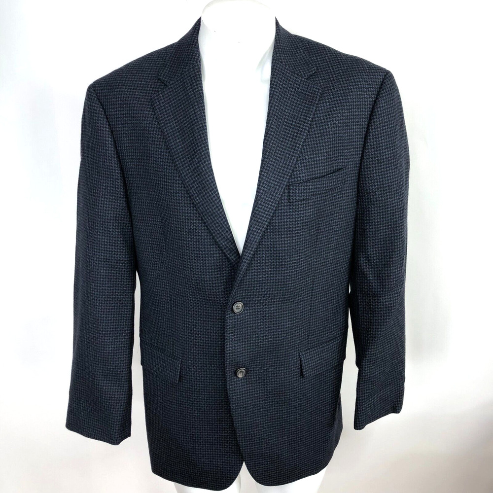 Lauren Ralph Lauren Green Label 41 R Houndstooth Wool Sport Coat Jacket Blue